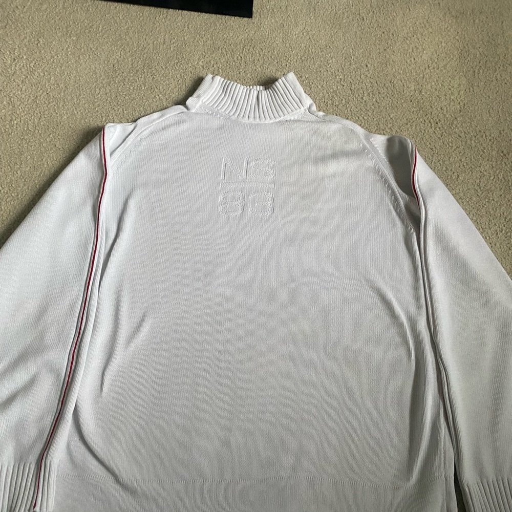Cream/white and red lined Nautica sweater